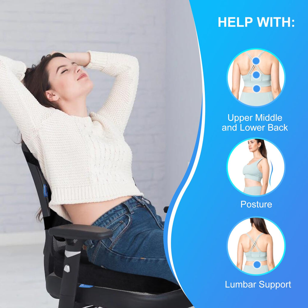 QUTOOL Memory Foam Seat Cushion & Lumbar Support Pillow for Office Chair