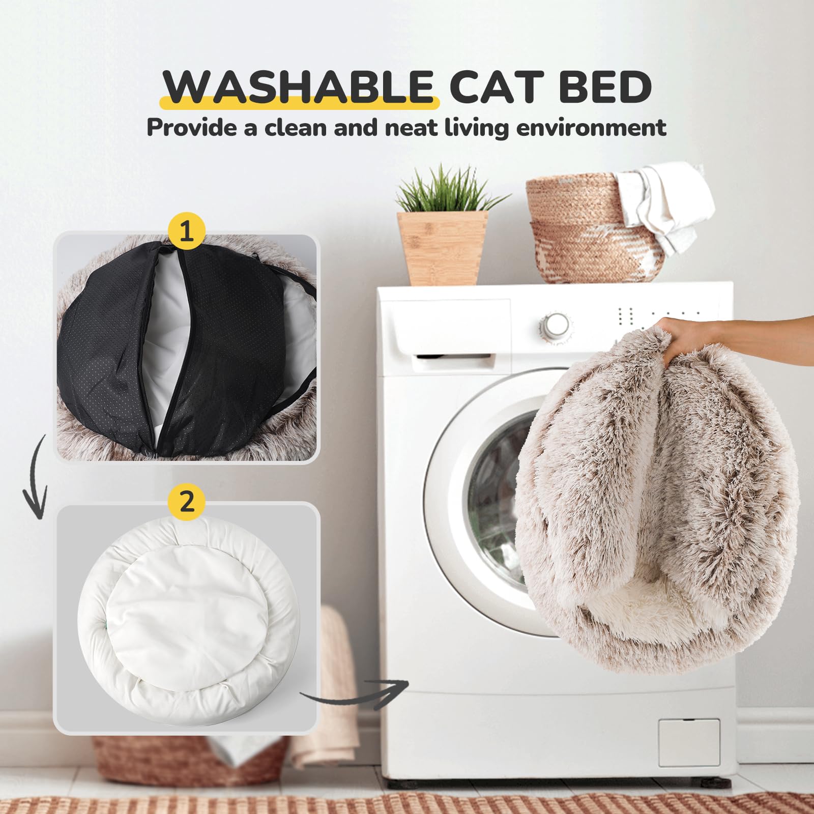 CATISM Cat Bed Cave – Washable Non-Slip Pet Nest Pod for Indoor Cats