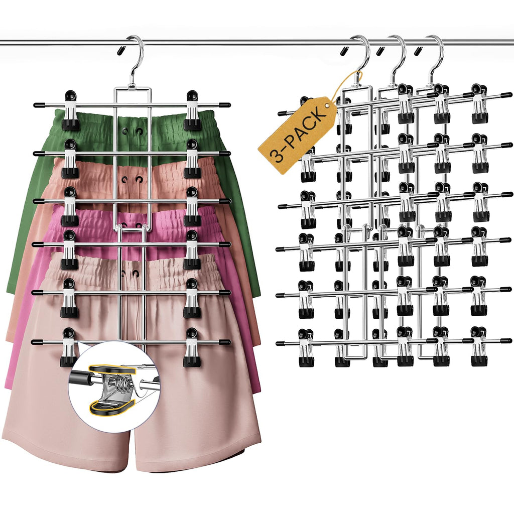DAMITA Skirt Trouser Hangers with Clips Space Saving Hanging Closet Organizer 6 Tiers Multi Hanger with 360° Swivel Hook - image 1