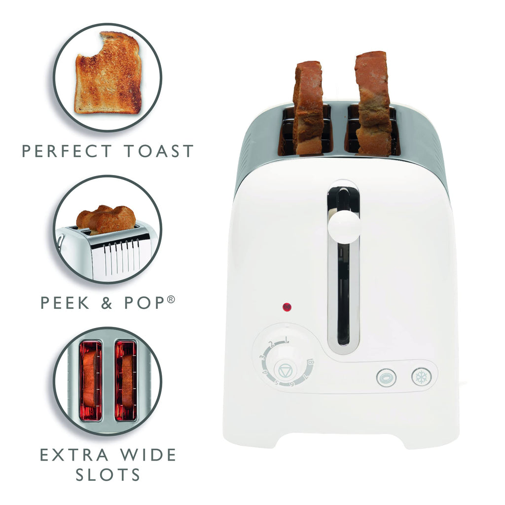 Dualit 2 Slice Lite Toaster - Polished White with 36mm Wide Slots