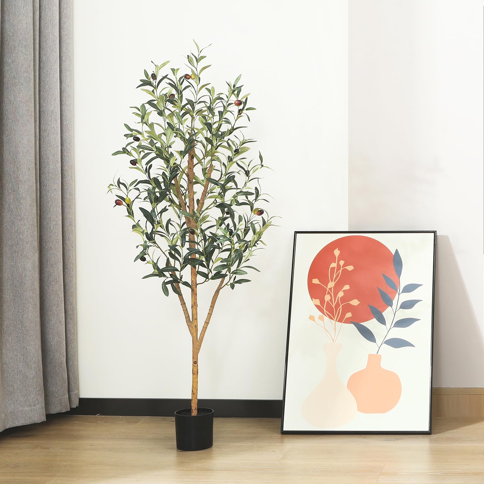 Fopamtri Artificial Olive Tree | 120cm Faux Silk Plant with Wood Trunk