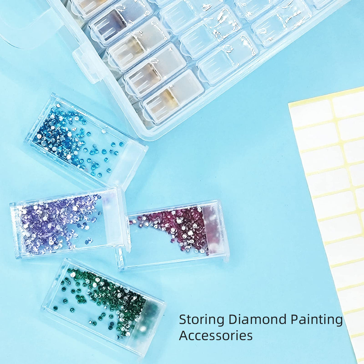 ARSUNOVO 64 Slots Seed Storage Box,Diamond Painting Organizer,Portable Bead Storage,Storage Containers Use for Seeds and Diamond Accessories - image 5