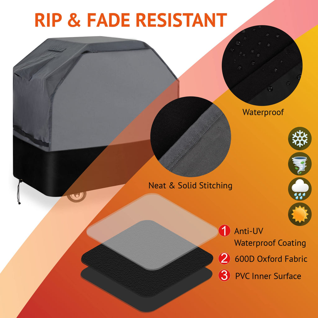 Waykea Heavy Duty Grill Cover - 600D Oxford Waterproof BBQ Cover, 155cm