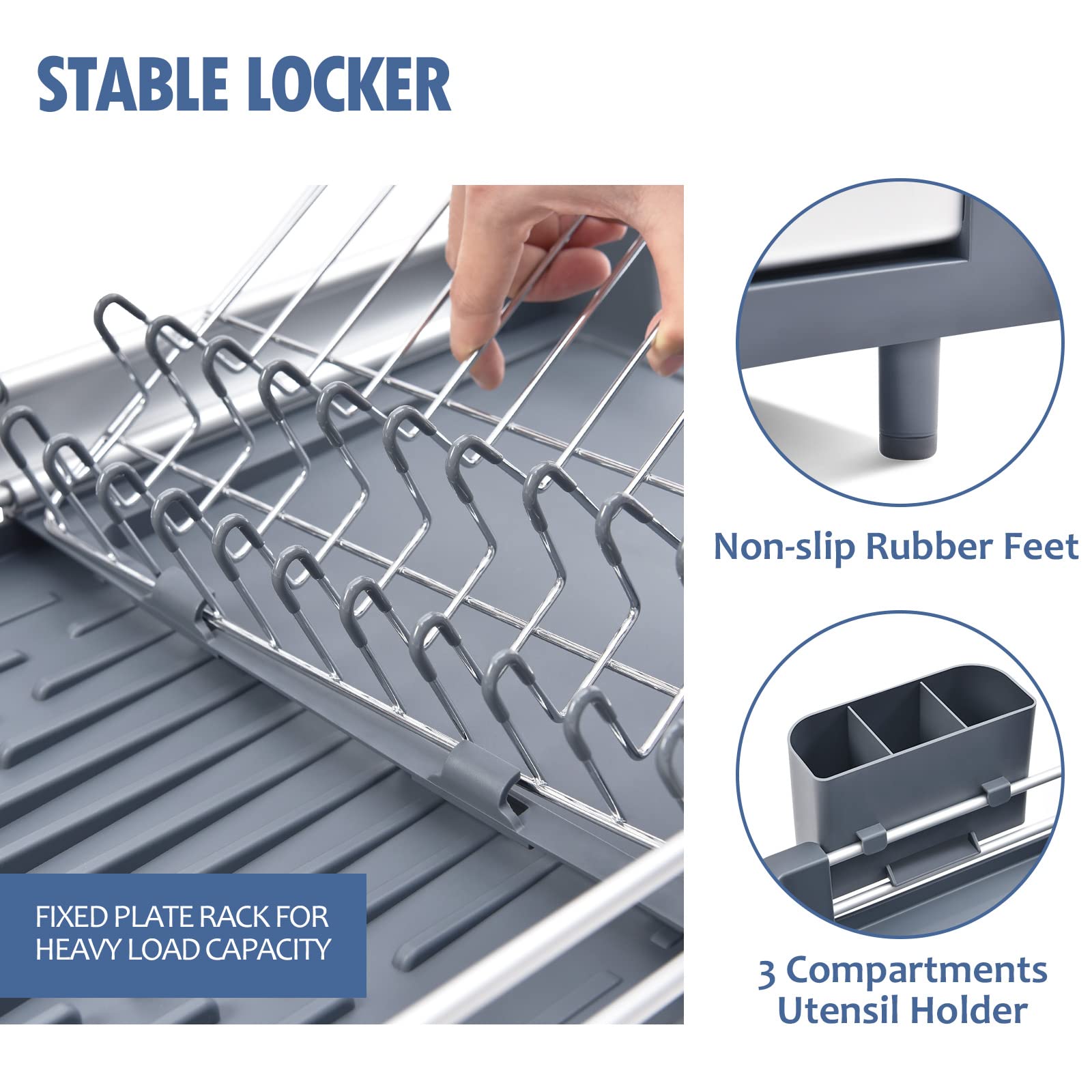 KINGRACK Expandable Dish Drying Rack | Stainless Steel Foldable Drainer