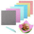 Tefola Greaseproof Sandwich Wrappers | 300 Checkered Wax Paper Sheets