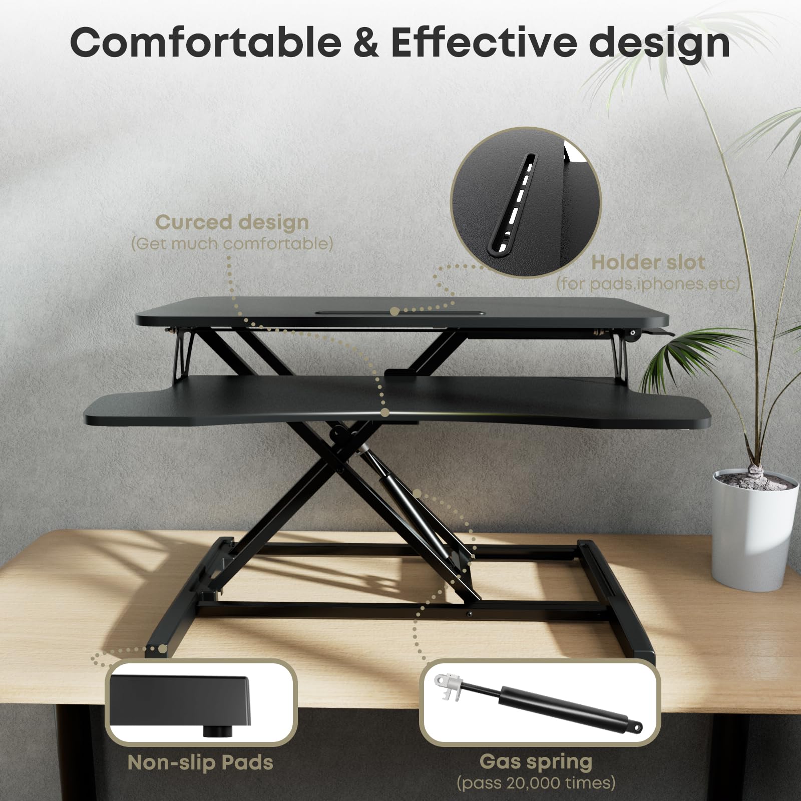 PUTORSEN 32" Standing Desk Converter – Ergonomic Sit Stand Riser with Tray