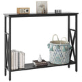 YMYNY Console Table Narrow Sofa Table with Shelves Black HST007B
