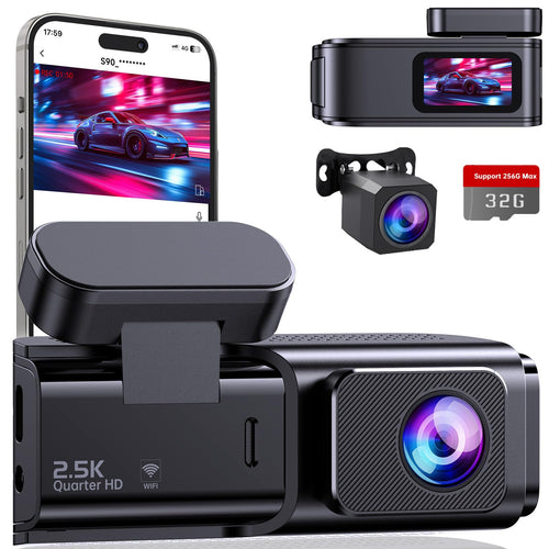 Jolof Store 2.5K Dual Dash Cam Front and Rear – WiFi & 32GB Card