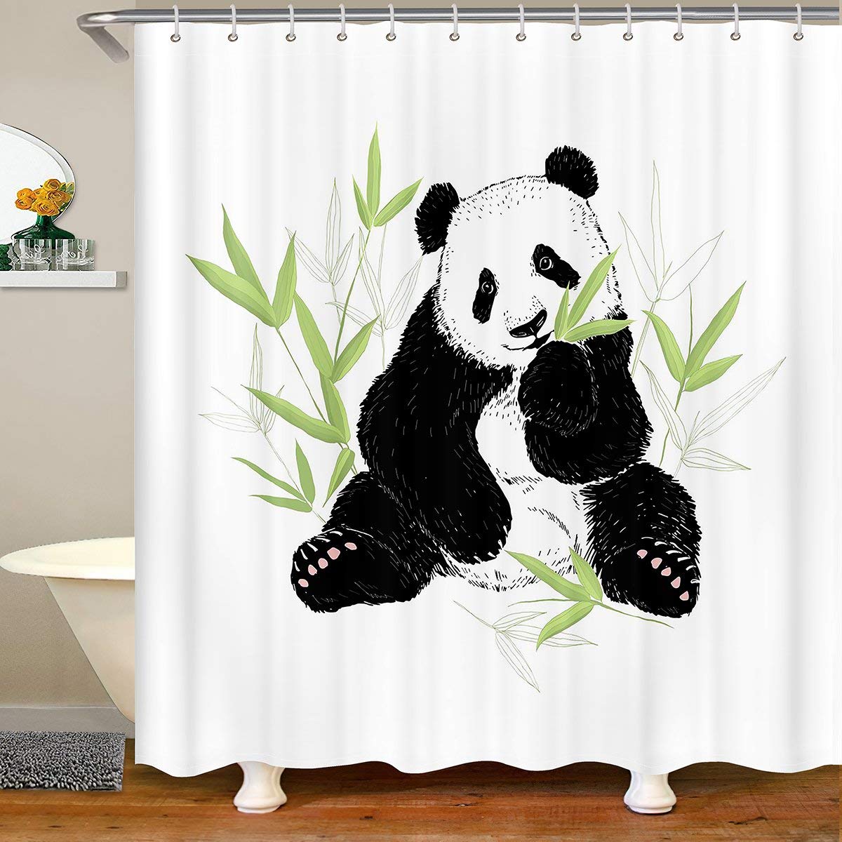 Jolof Store Panda Shower Curtain | Waterproof Polyester Bathroom Decor