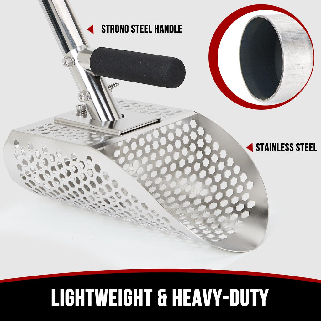 Stainless Steel Sand Scoop for Metal Detecting with Long Handle
