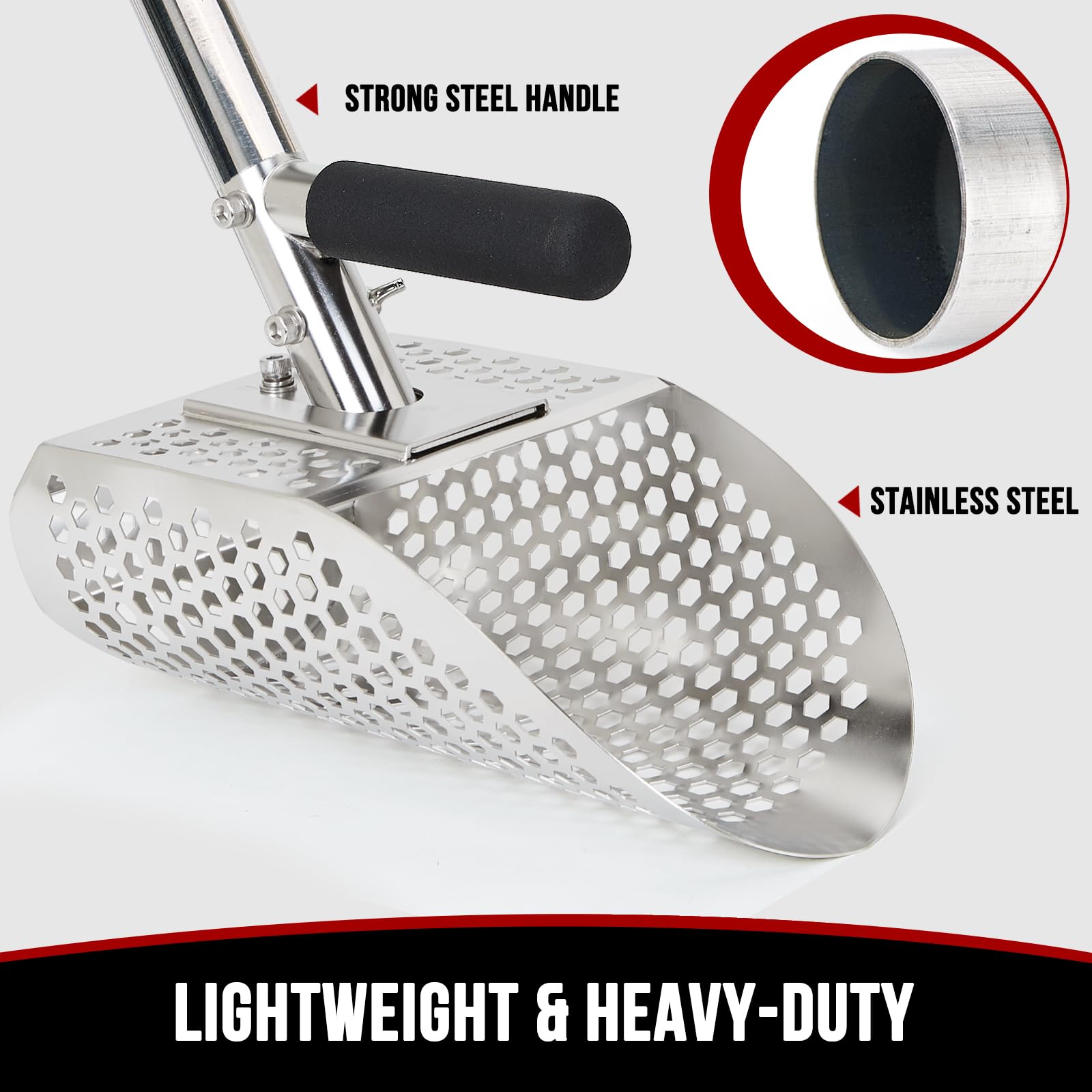 Stainless Steel Sand Scoop for Metal Detecting with Long Handle