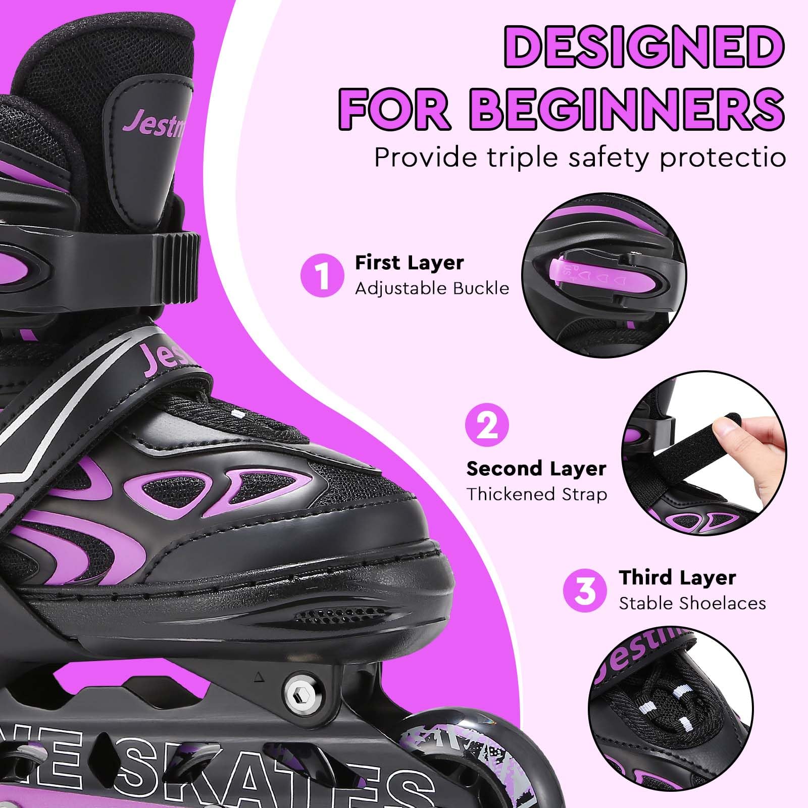 Jolof Store Kids Light Up Inline Skates - Adjustable Roller Blades