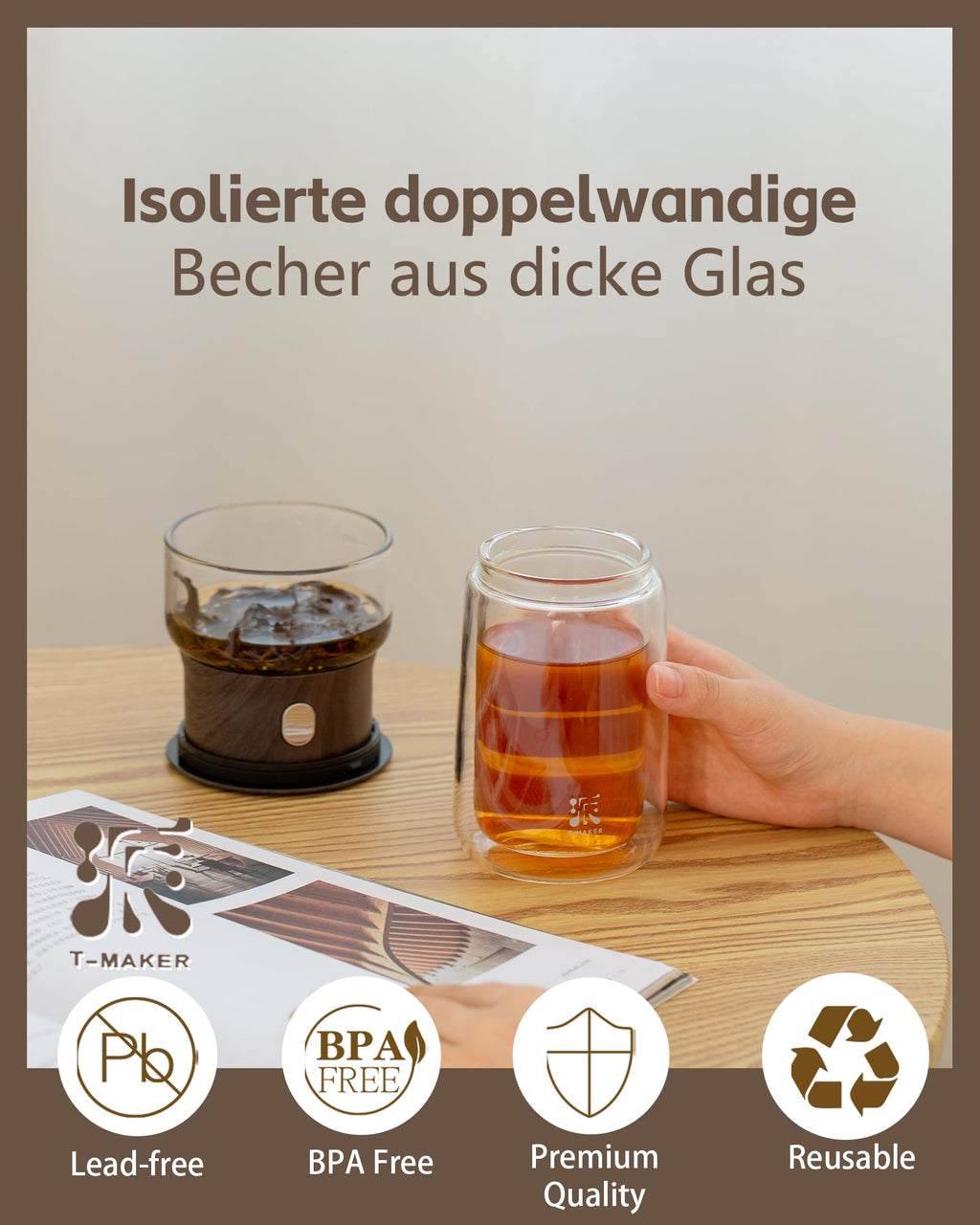 ZENS One Touch Glass Gongfu Teapot – Portable Tea Infuser with 270ml Cup