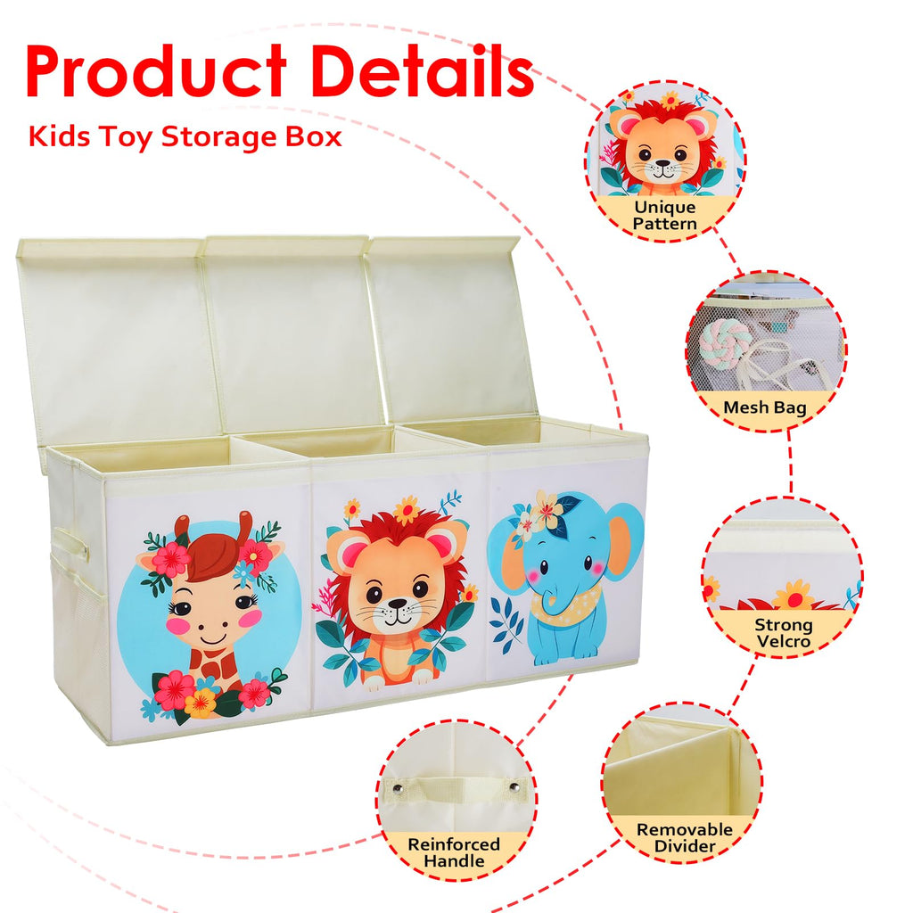 Decalsweet Extra Large Kids Toy Storage Box | Foldable Oxford Toy Chest