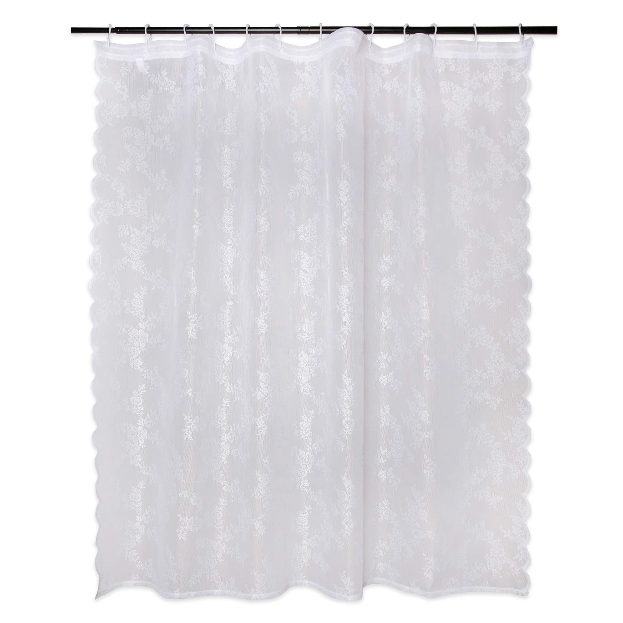 DII Flower Blossom Lace Shower Curtain – 72x72 White Polyester