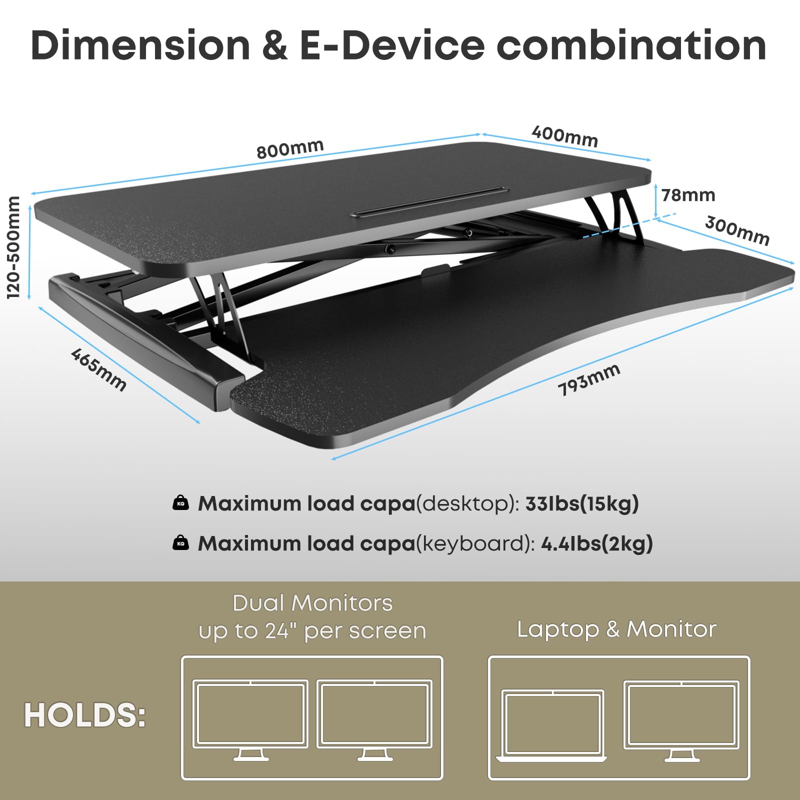 PUTORSEN 32" Standing Desk Converter – Ergonomic Sit Stand Riser with Tray