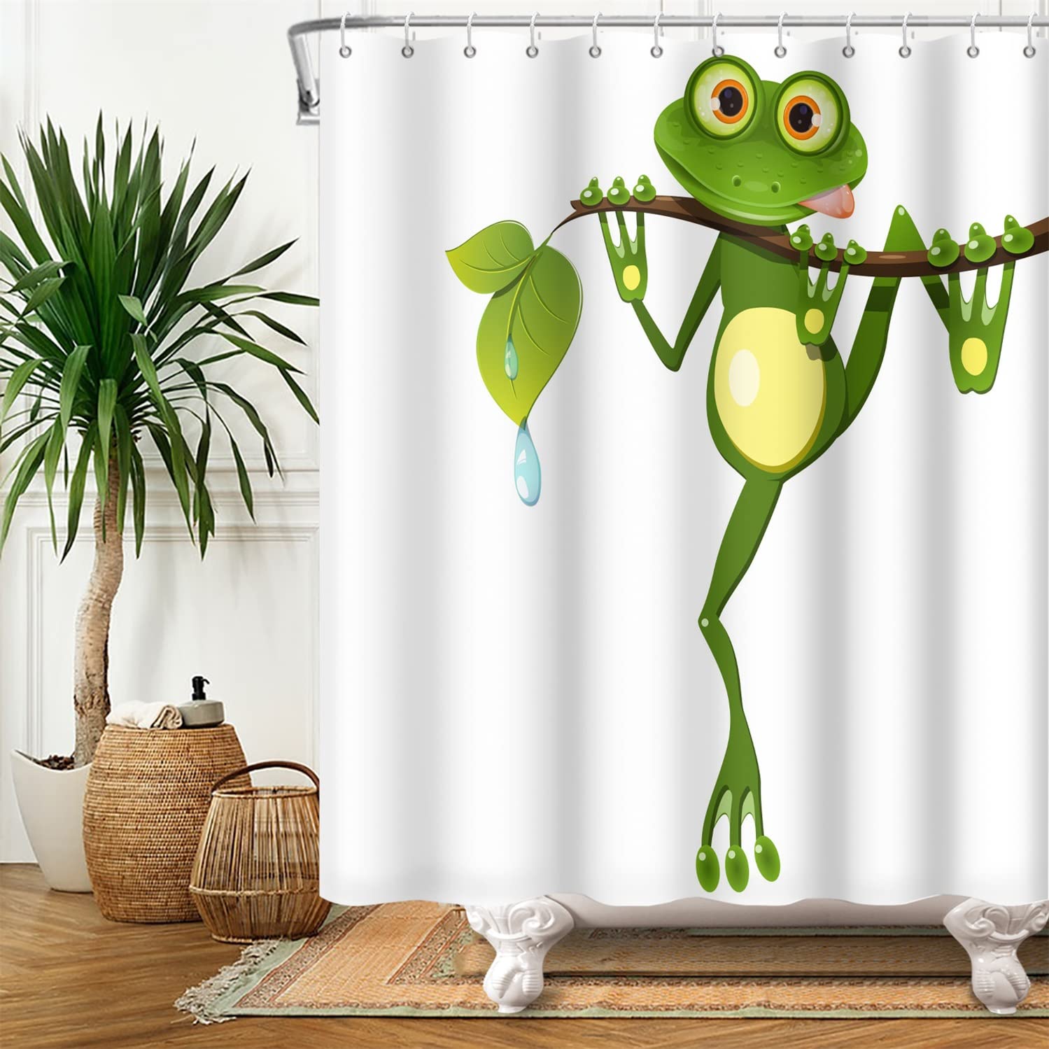 SDOTPMT Cartoon Frog Shower Curtain | Waterproof Polyester Bath Decor