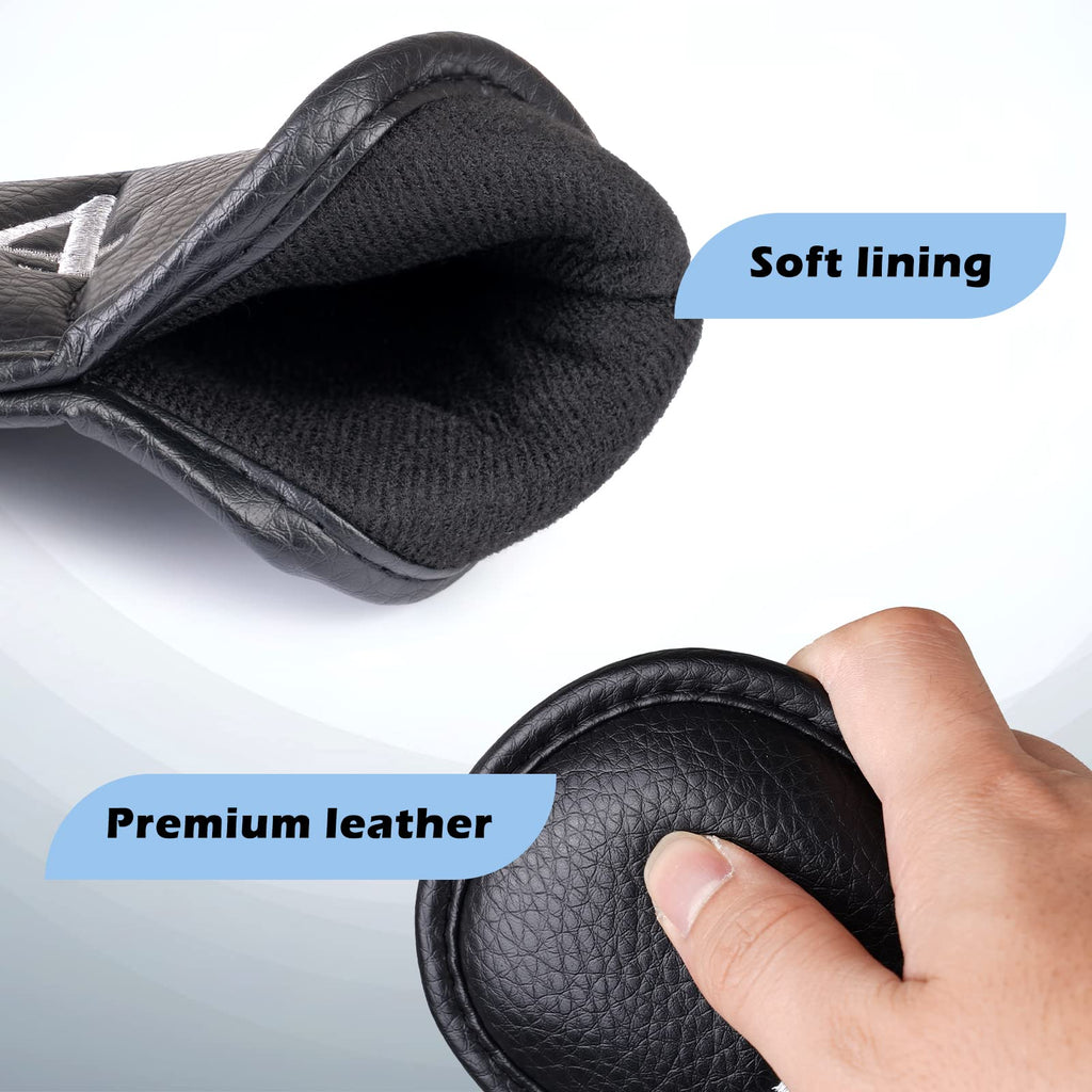 Craftsman Golf Black Leather Iron Headcover Set | 10pc Magnetic Closure