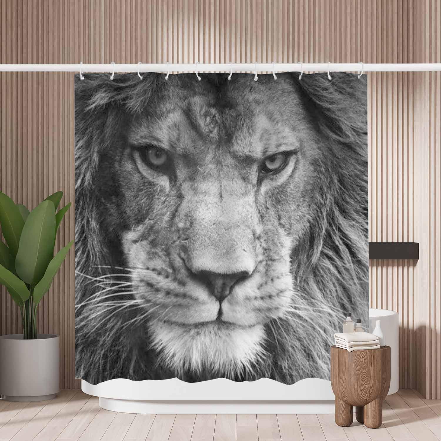 Woutay Lion Shower Curtain | Mold Resistant Waterproof Polyester – 71x71"