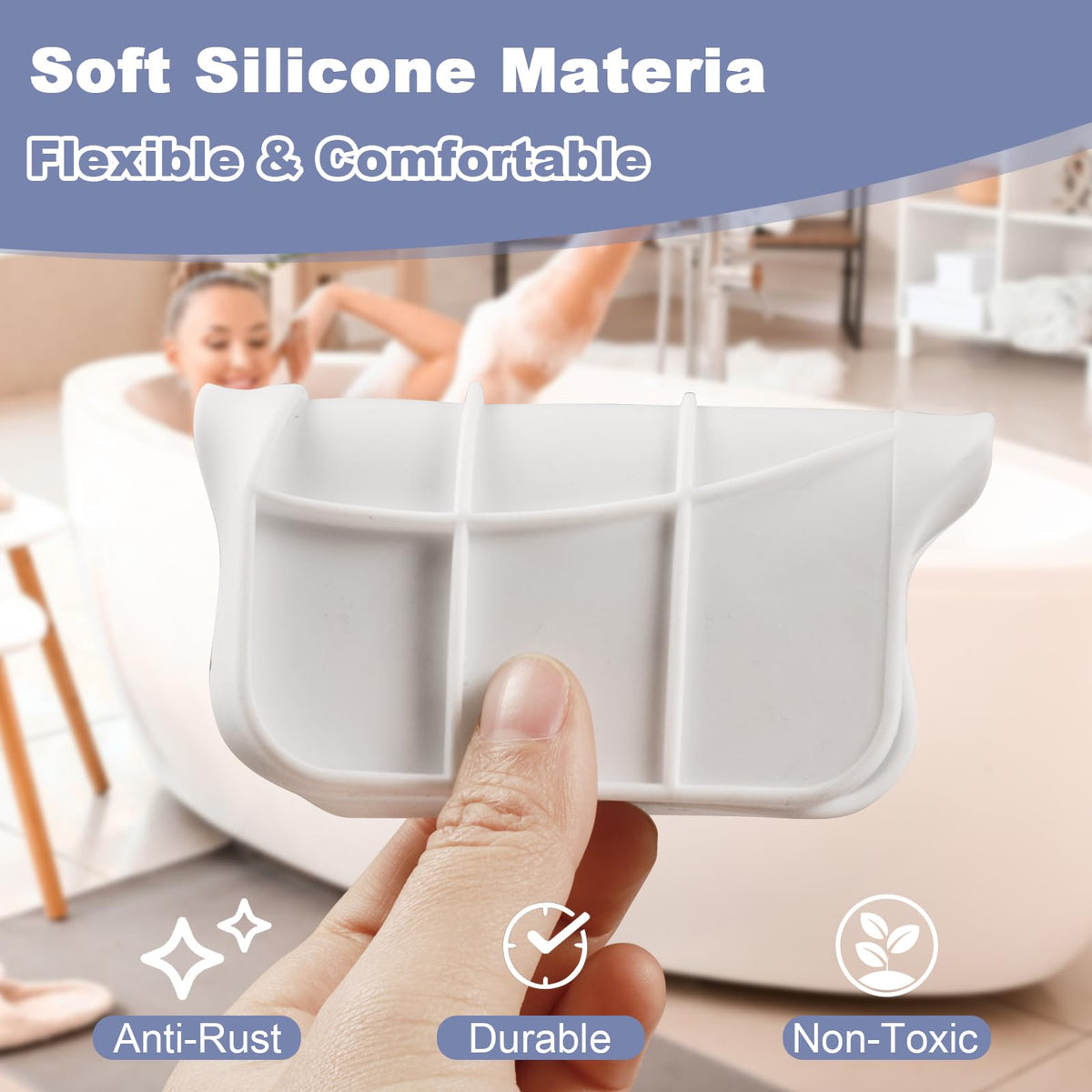WENXINWIN 2Pcs Silicone Soap Dish, Soap Dish with Drainage,White - image 5