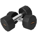 SPORTNOW 10kg Dumbbells Set – 12-Sided Anti-Roll Rubber Hand Weights