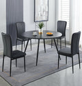 Hallowood Cullompton Round Black Dining Table and 4 Faux Leather Chairs