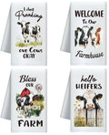 CUTHOLLOW Farmhouse Cow Kitchen Towels – 4 Pack Microfiber Dish Towels