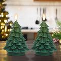 Eldnacele Green Christmas Tree Flameless Candles - Real Wax LED Set of 2