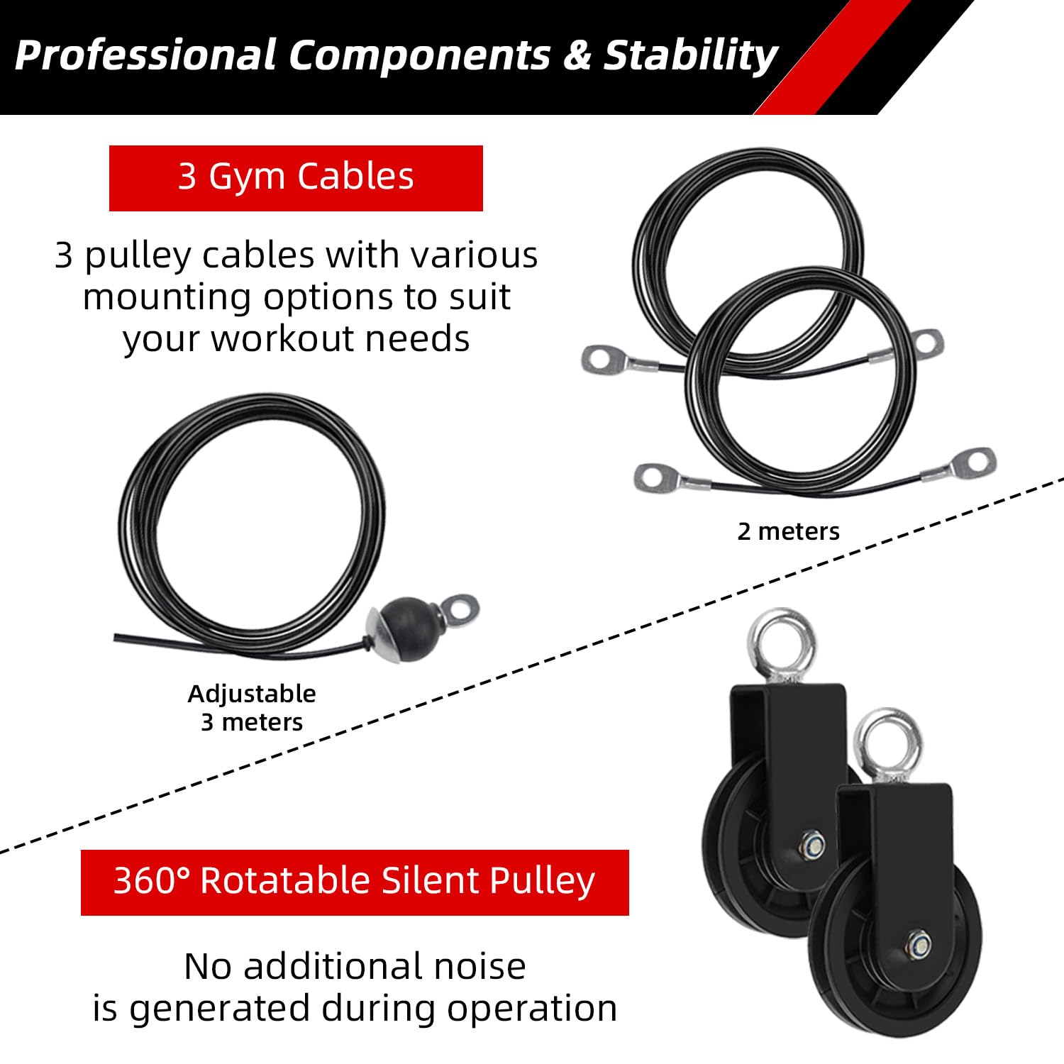 LFJ Cable Pulley System Home Gym | Lat Pull Down Machine with 3 Handles