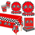 Racing Car Party Tableware Set – 97 Pcs F1 Checkered Flag Decor