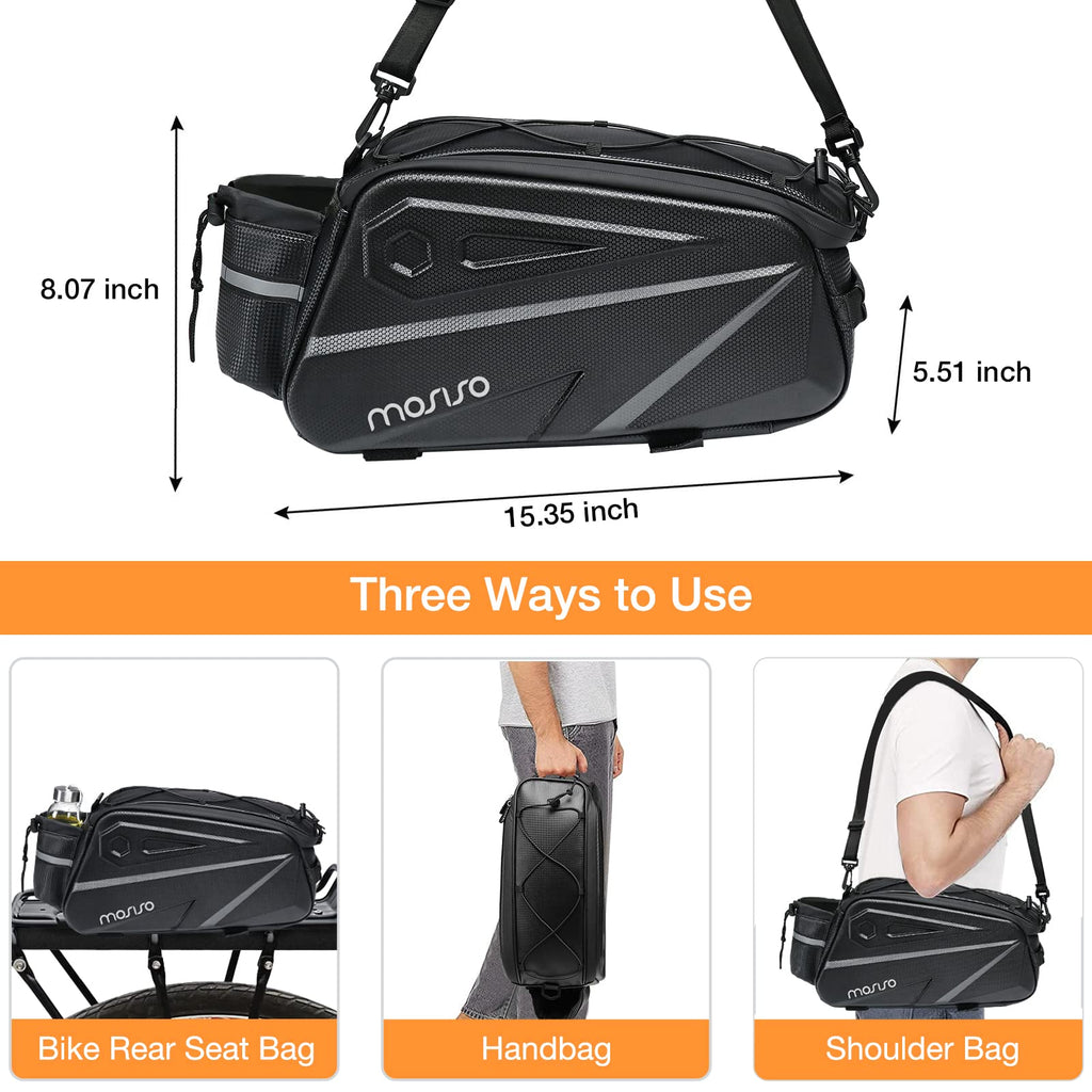 MOSISO 14L Waterproof Bike Rack Bag – EVA Rear Seat Trunk Pannier, Black