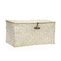 IGNPION Seagrass Storage Basket with Lid Woven Wicker Desktop Basket Rectangular Bathroom Storage Organiser Box