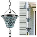Hanayard Blue Plaid Umbrella Rain Chain – 8.5 FT Metal Gutter Downspout
