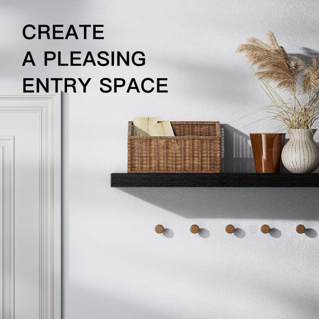 STOREMIC Floating Shelves - Set of 2 Black MDF Wall Shelves, 60cm