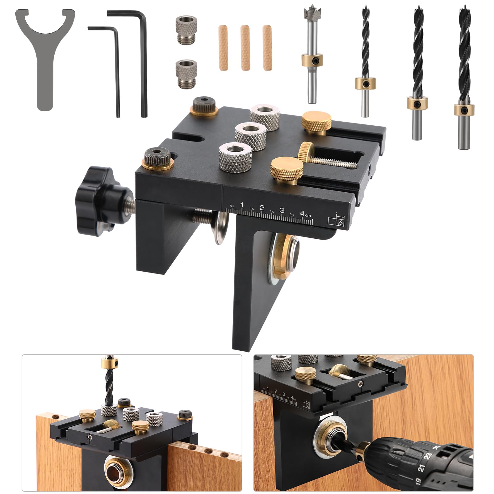 Jolof Store 3-in-1 Pocket Hole Jig Kit – Woodworking Doweling Guide
