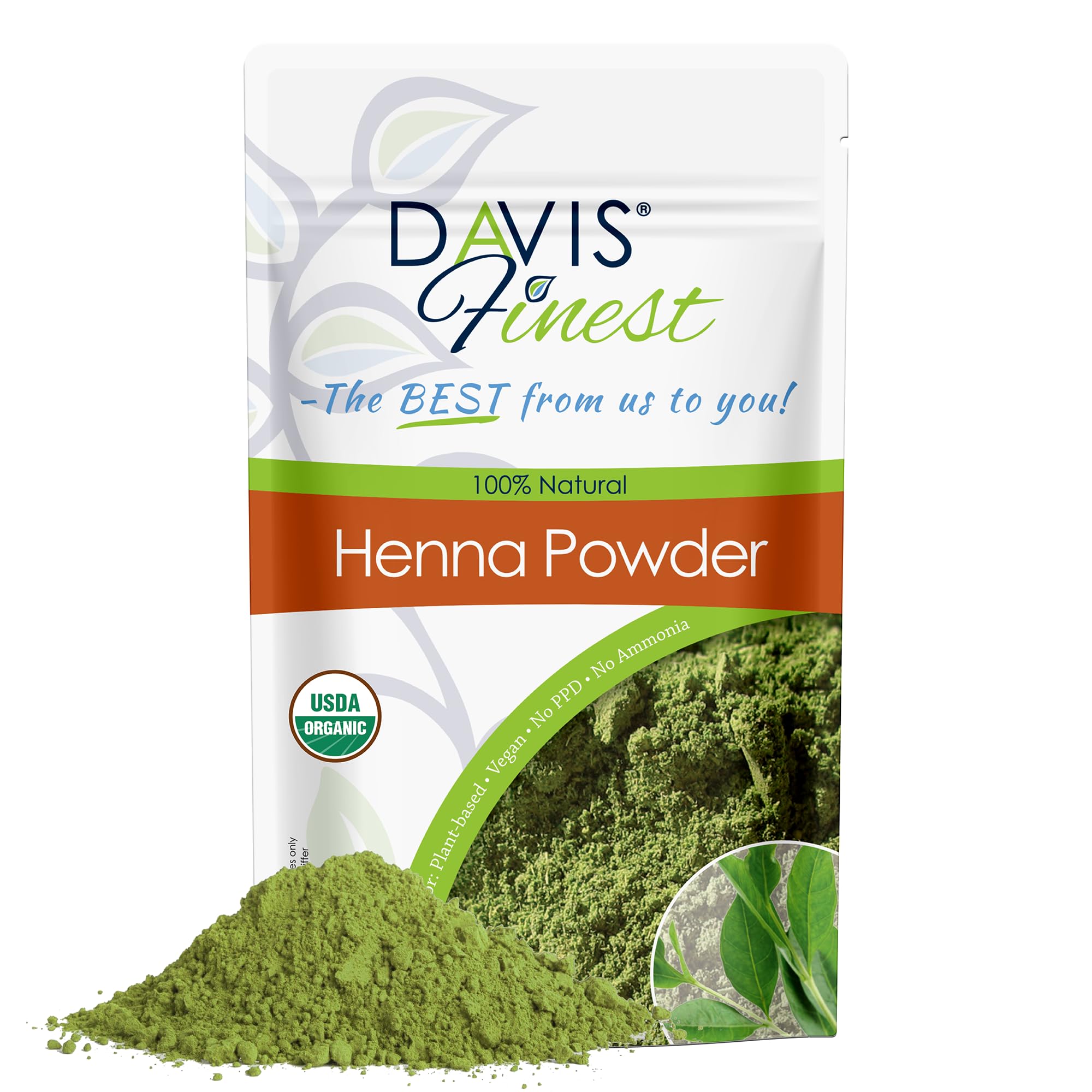 Davis Finest Organic Pure Henna Powder – 500g Natural Hair Dye for Sensitive Scalp
