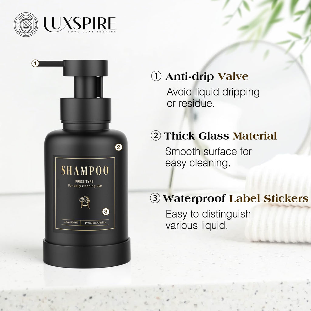 Luxspire Foaming Soap Dispenser 15oz Hand Soap Bottle, Black+White, 2 Pack - image 3