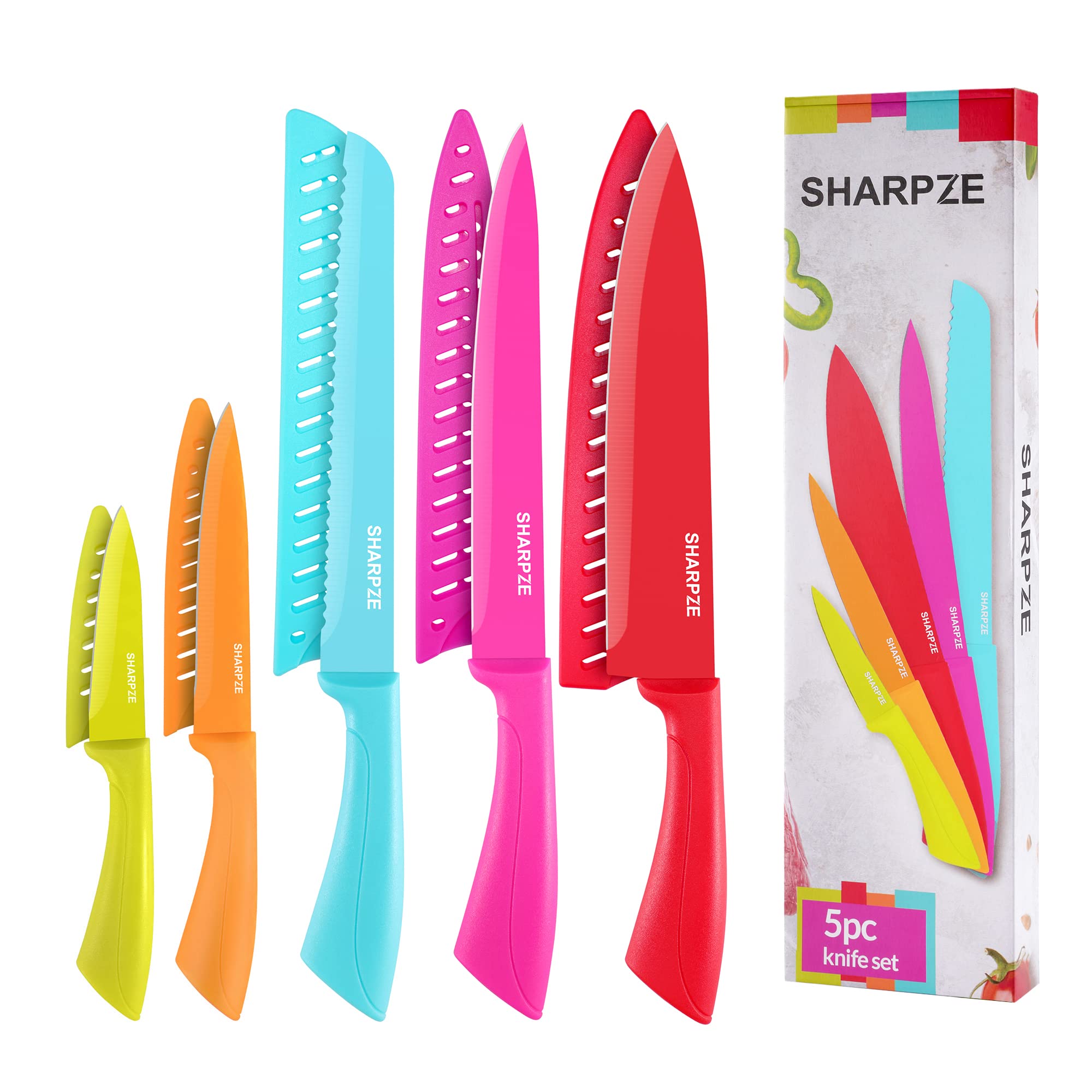 Jolof Store 5-Piece Carbon Steel Kitchen Knife Set with Sheaths