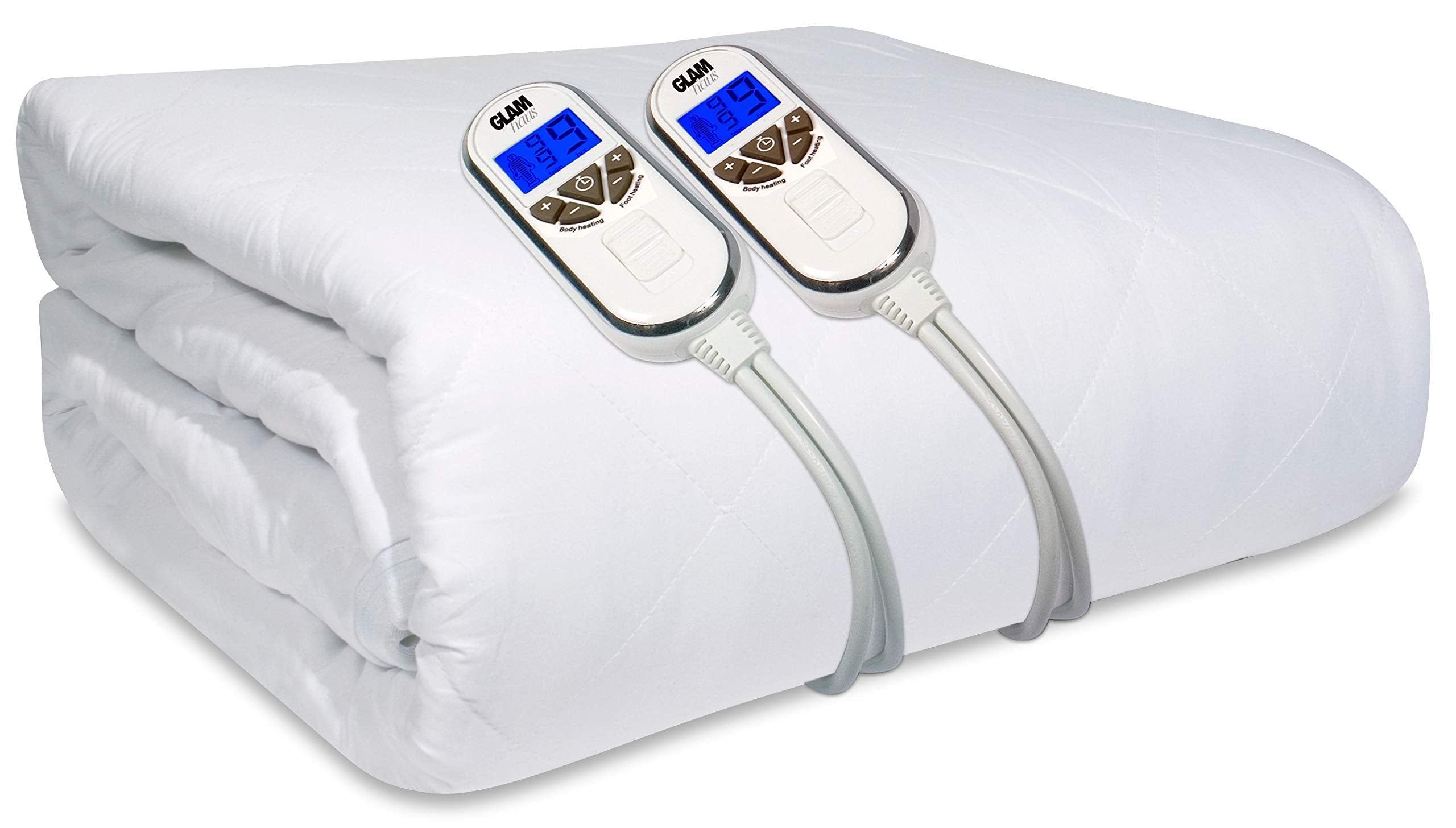 GlamHaus Double Electric Blanket – Quilted Cotton Fitted Mattress Cover