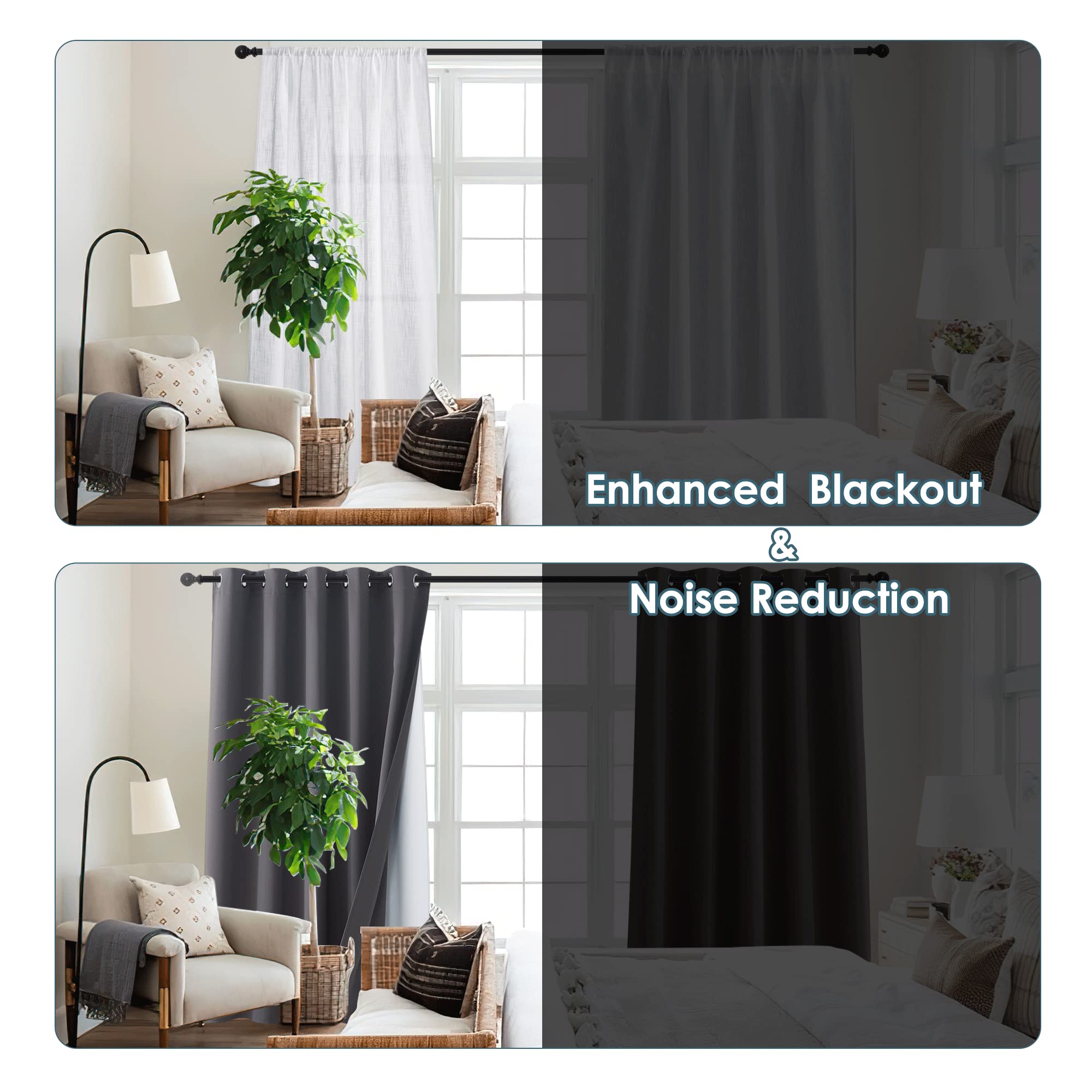 PONY DANCE Thermal Blackout Curtains - Insulated Tab Top Pair, 64x68