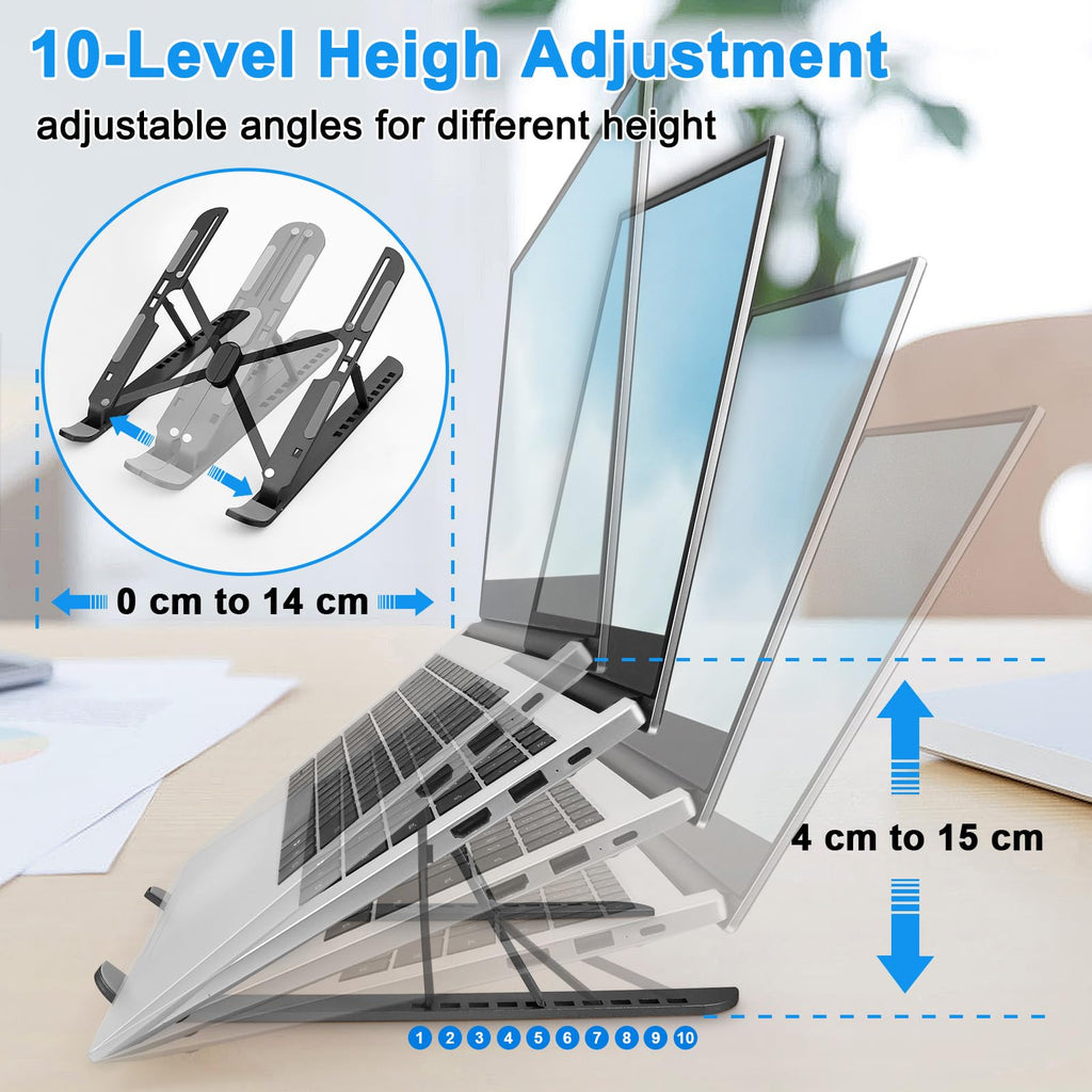 MECHEER Laptop Stand for Desk Adjustable, Folding Tablet Stand Aluminum Laptops Holder, Portable Laptop Riser for Desk - image 5