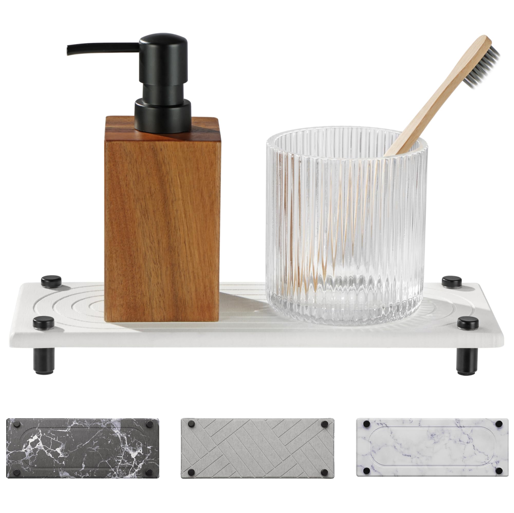 Navaris Diatomite Instant Dry Sink Organiser – Fast Drying Stone Caddy
