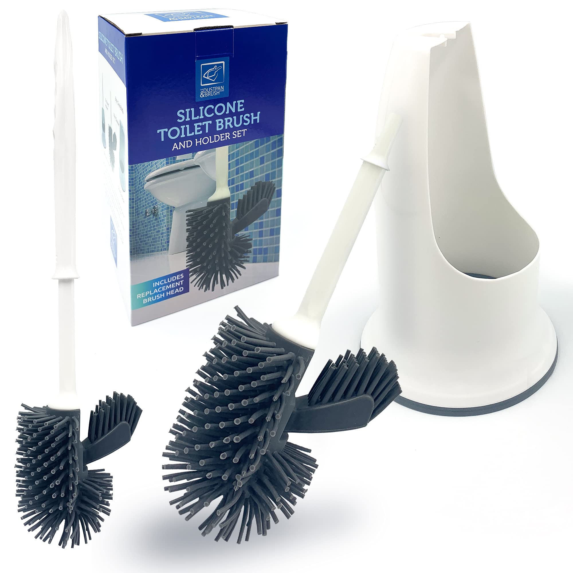 TDBS Silicone Toilet Brush Set with Holder and Replacement Head