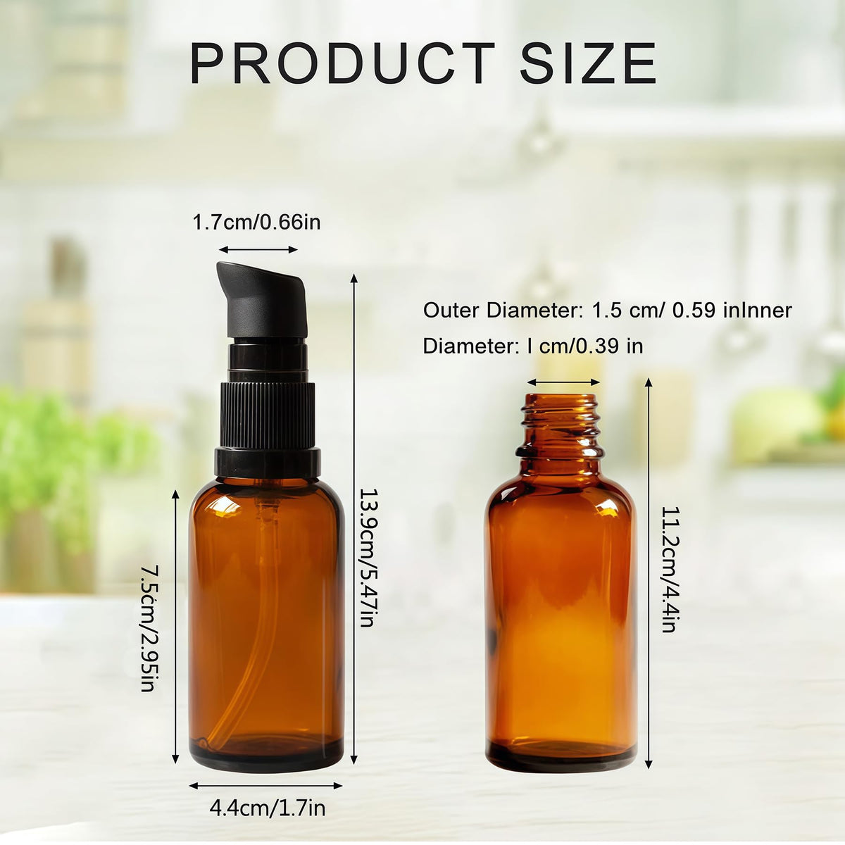 TUPANDY 3PCS 100ml/3.3oz Amber Glass Lotion Bottles Empty Refillable Cosmetic Makeup Travel Size Pump Dispenser Container Jars for Aromatherapy - image 2