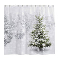 Jolof Store Christmas Shower Curtain – Winter Forest Snowflake Polyester