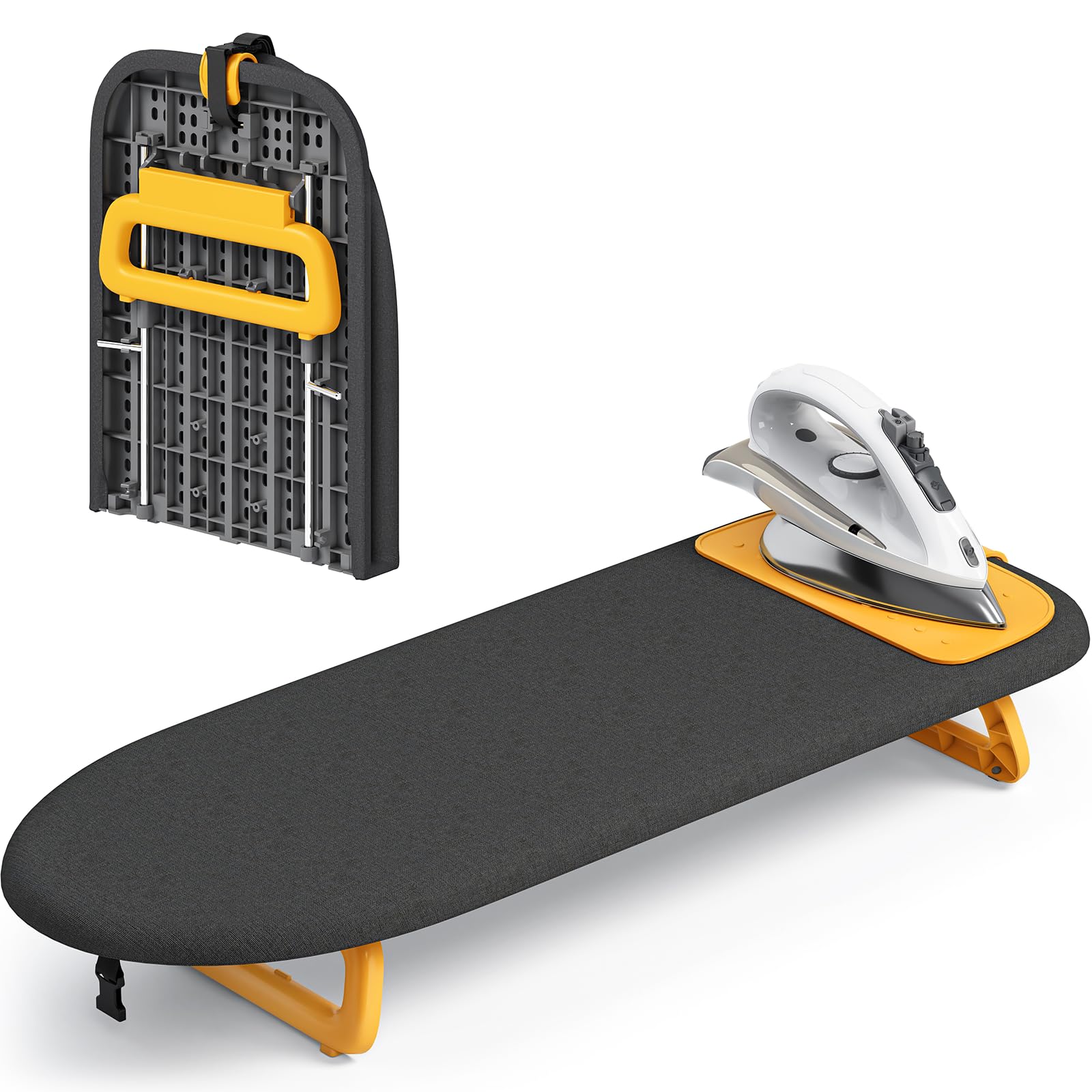 KINGRACK Tabletop Ironing Board – Foldable Mini Board with Mat, Black