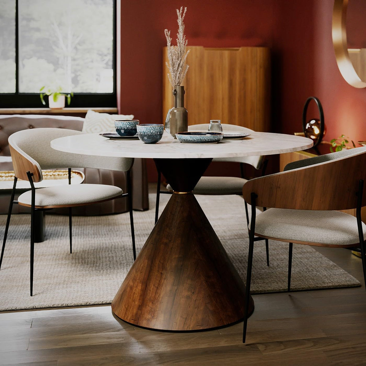 Kare Design Table Cono Ceramic, white and brown, Diameter 120 cm - image 2