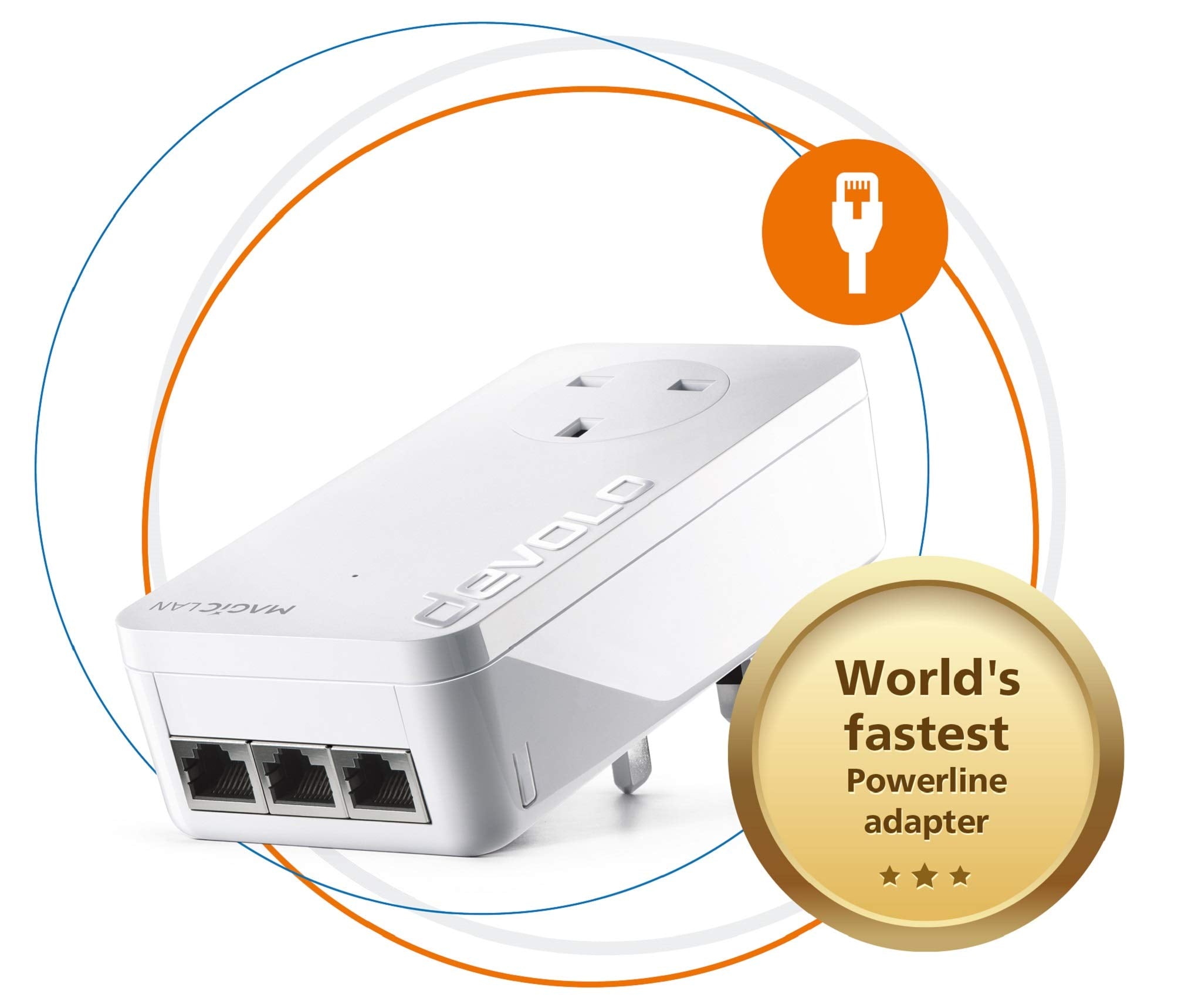 Devolo Magic 2-2400 LAN Triple Powerline Adapter – 2400 Mbps, 3x Gb LAN