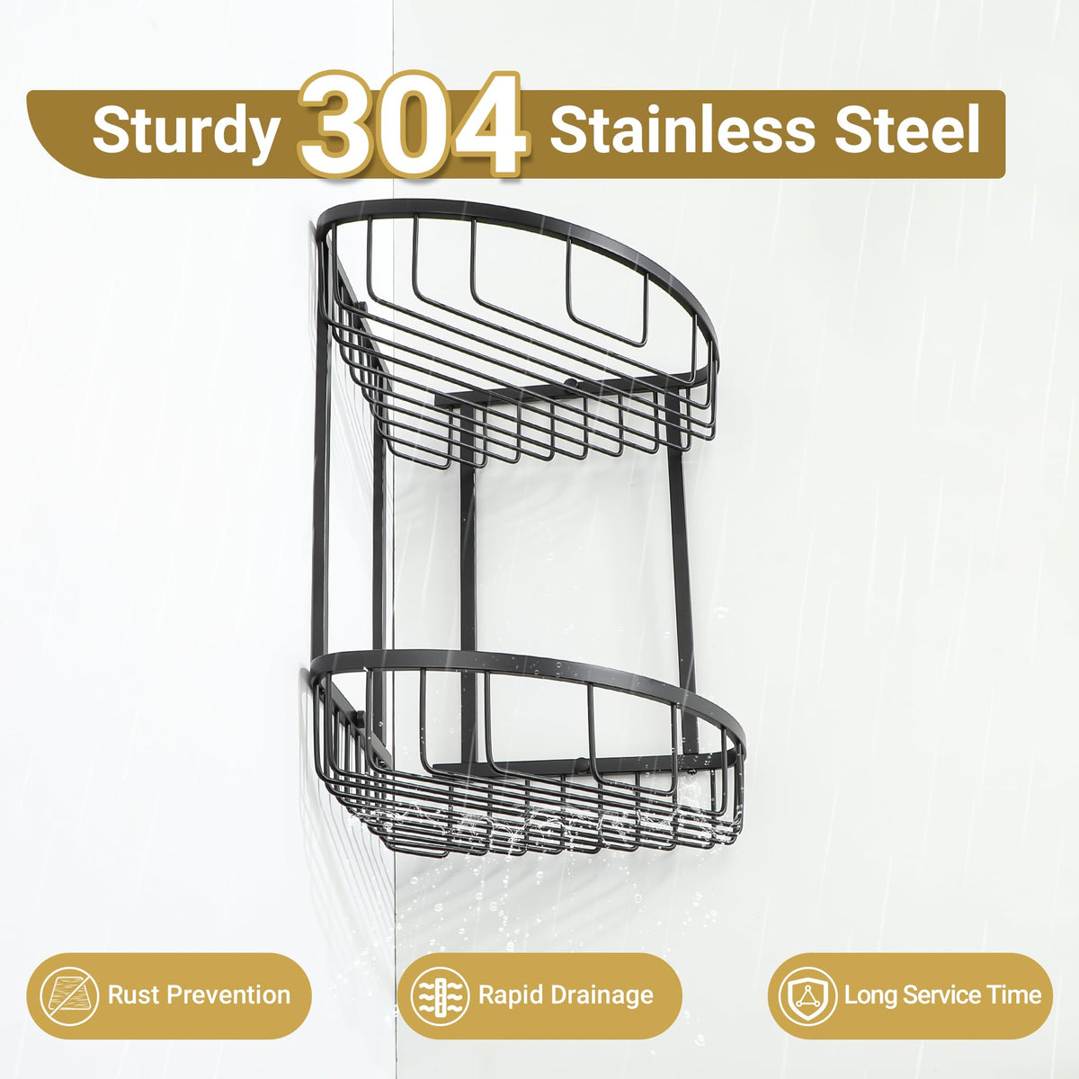 SAYAYO Corner Shower Caddy Bathroom Shower Basket SUS304 Stainless Steel - image 3