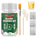 WEILAOK Glass Etching Cream Kit – 80g DIY Christmas Stencil Set